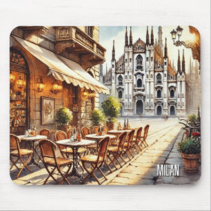 Tapis De Souris Café à Milan Aquarelle Peinture Mug