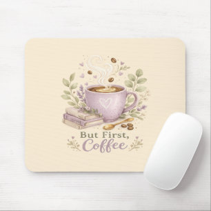 Tapis De Souris Café aquarelle lavande cosy