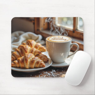 Tapis De Souris Café Du Matin Avec Croissants