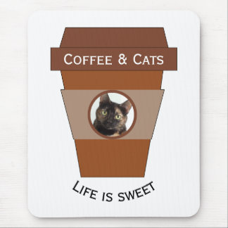 Tapis De Souris Café et chats personnalisables - La vie est douce