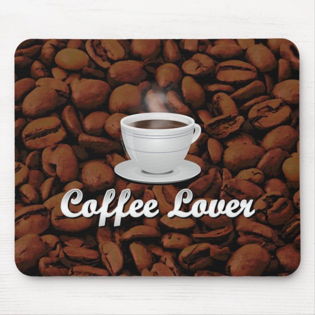 Tapis De Souris Café Lover, White Cup/haricots Brown (Devant)