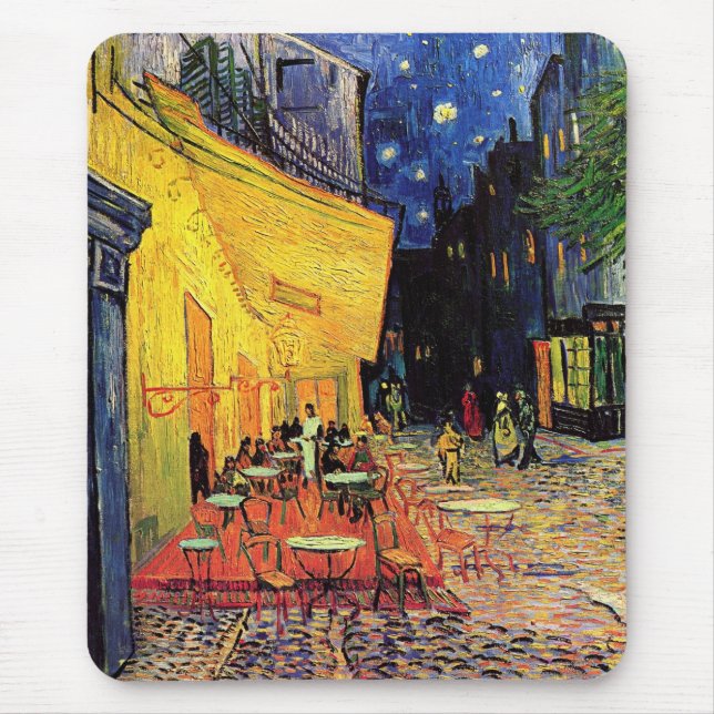 Tapis De Souris Café Terrasse à la nuit par Vincent van Gogh (Devant)