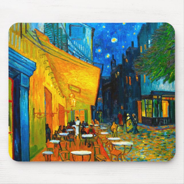 Tapis De Souris Café Van Gogh Terrasse en soirée (Devant)