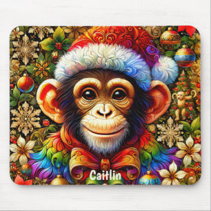 Tapis De Souris CAITLIN ~ Zany CHIMPANZEE Noël