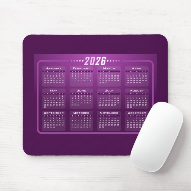 Tapis De Souris Calendar 2026 (Avec souris)