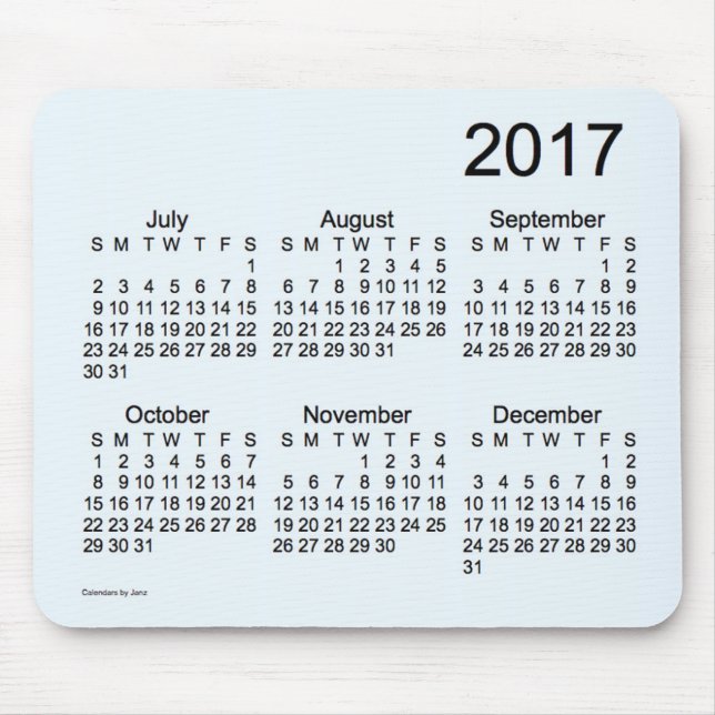 Tapis De Souris Calendrier 2017 bleu de gros caractères d'Alice (Devant)