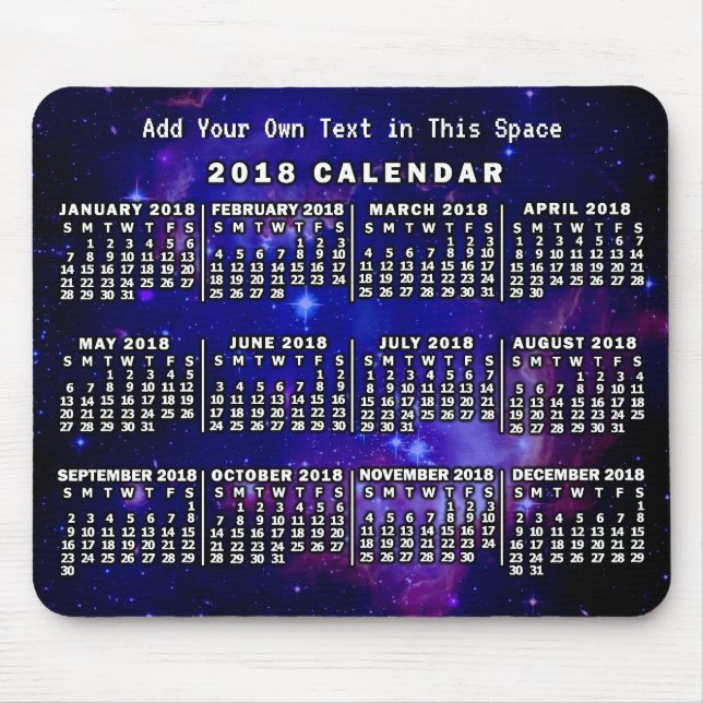 Tapis De Souris Calendrier 2018 (Voir la description pour la nouve (Devant)