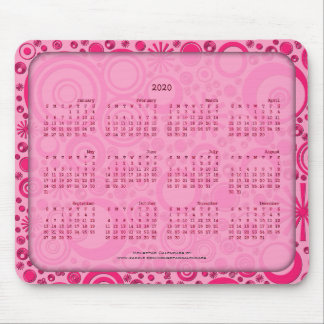 Tapis De Souris Calendrier 2020 Mousepad, Arrondis 2 Tone Rose