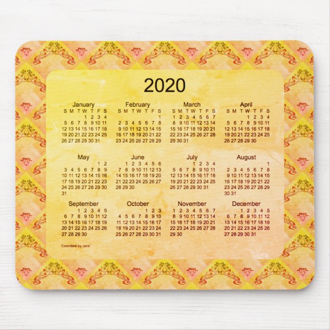 Tapis De Souris Calendrier 2020 par Janz Art Nouveau Foil (Devant)