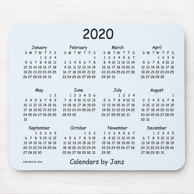 Tapis De Souris Calendrier 2020 par Janz Comic Sans Alice Blue (Devant)