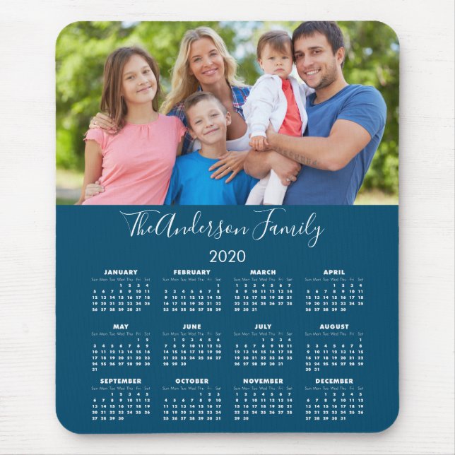 Tapis De Souris Calendrier 2020 Votre photo Nom de famille (Devant)