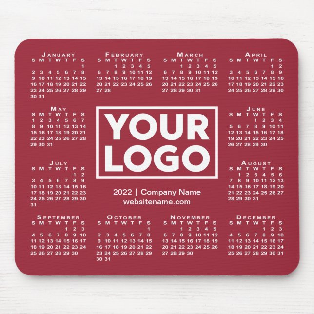 Tapis De Souris Calendrier 2022 moderne Business Logo Bourgogne (Devant)