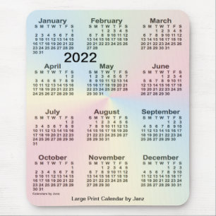 Tapis De Souris Calendrier 2022 Rainbow Cloud - gros caractères p