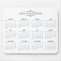 Calendrier 2022 simple mais élégant | Mousepad