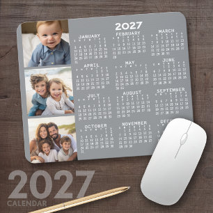 Tapis De Souris Calendrier 2023 avec 3 Collage photo - taupe