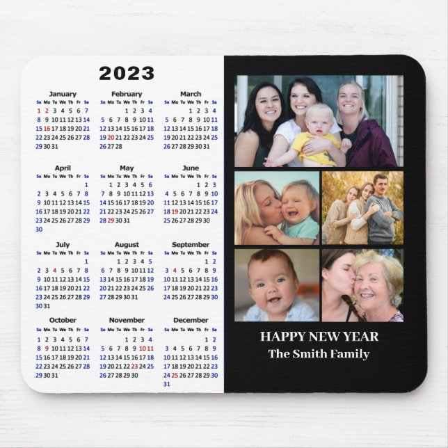 Tapis De Souris Calendrier 2023 Minimaliste 5 Photo Famille Modern (Devant)