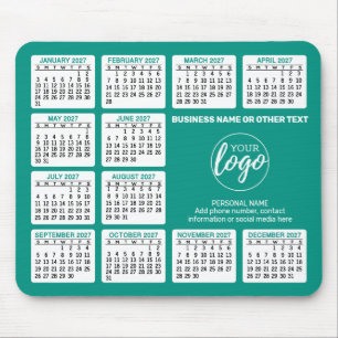 Tapis De Souris Calendrier 2024 avec logo, Coordonnées Bleu