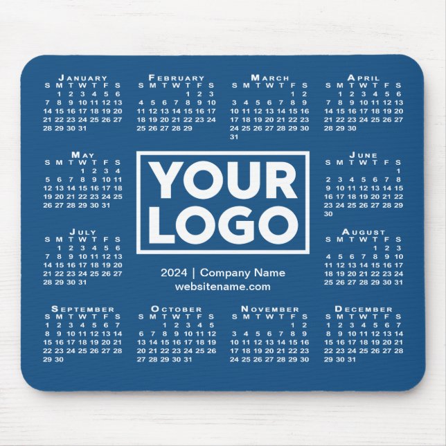 Tapis De Souris Calendrier 2024 moderne Business Logo bleu (Devant)