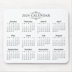 Tapis De Souris Calendrier 2024 simple mais élégant   Mousepad