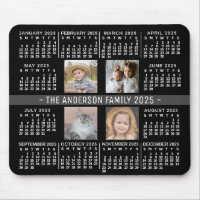 Calendrier 2025 4 Nom photo personnalisé Black Whi