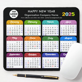 Tapis De Souris Calendrier 2025 Business Logo moderne noir coloré