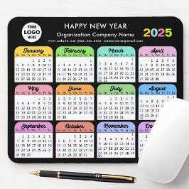 Tapis De Souris Calendrier 2025 Business Logo moderne noir coloré