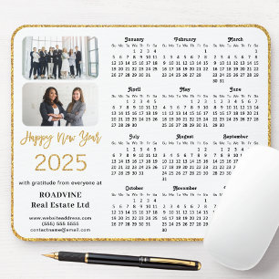 Tapis De Souris Calendrier 2025 Business Photo Elegant Gold Partie