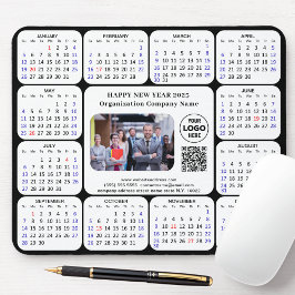 Tapis De Souris Calendrier 2025 Business Photo Logo QR Modern Blac