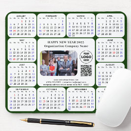 Tapis De Souris Calendrier 2025 Business Photo Logo QR Modern Gree