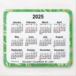 Tapis De Souris Calendrier 2025 des Fêtes Vertes par Janz Mouse Pa