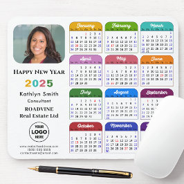 Tapis De Souris Calendrier 2025 Logo d'entreprise minimaliste colo