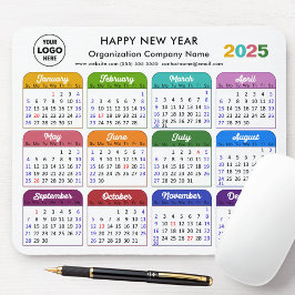 Tapis De Souris Calendrier 2025 Logo d'entreprise minimaliste colo