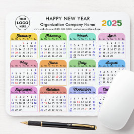 Tapis De Souris Calendrier 2025 Logo d'entreprise minimaliste colo