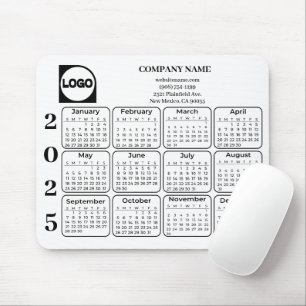 Tapis De Souris Calendrier 2025 Personnalisé Nom et logo de l'entr