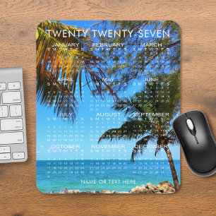 Tapis De Souris Calendrier 2025 Plage tropicale ou votre photo & t