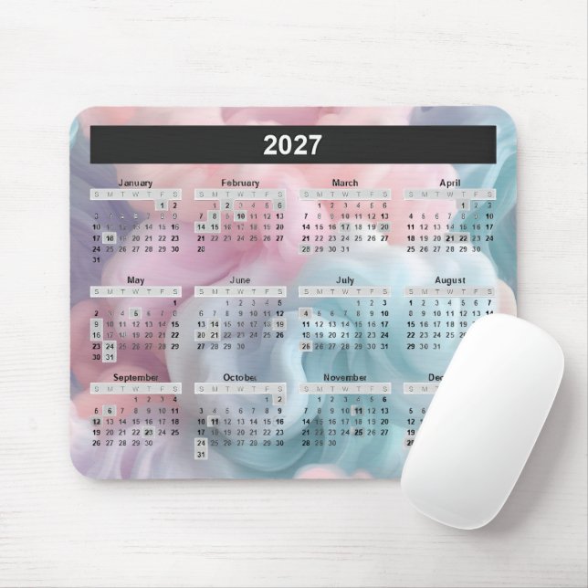 Tapis De Souris Calendrier 2025 Sur Cotton Candy Abstrait (Avec souris)