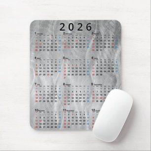 Tapis De Souris Calendrier 2026 Acier Brossé Abstrait Ondulé