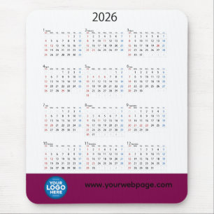 Tapis De Souris Calendrier 2026 - Logo Professionnel Pad de souris