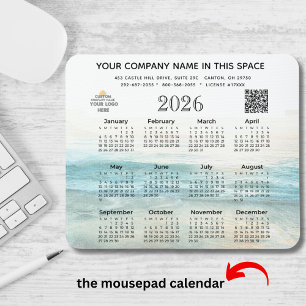 Tapis De Souris Calendrier 2026 Nom commercial Logo Code QR Pad so