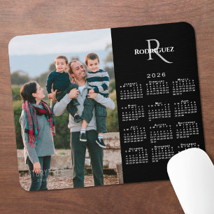 Tapis De Souris Calendrier 2026 Photo personnalisée Monogramme Nom