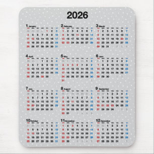 Tapis De Souris Calendrier 2027 à pois gris