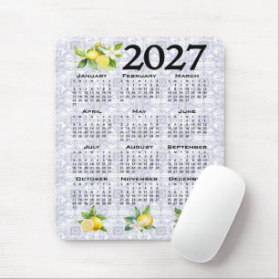 Tapis De Souris Calendrier 2027 Citrons Italien Méditerranéen Carr