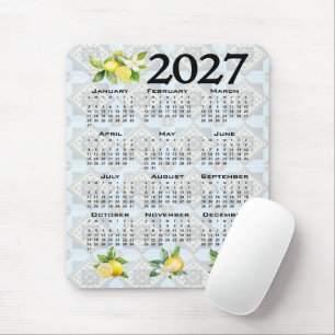 Tapis De Souris Calendrier 2027 Citrons Italien Méditerranéen Carr