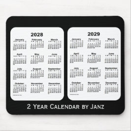 Tapis De Souris Calendrier 2028-2029 noir et blanc par Janz