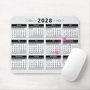Tapis De Souris Calendrier 2028 Papillons Sur Bois