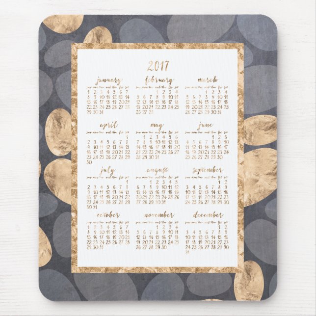 Tapis De Souris Calendrier annuel 2017 Mouse Gold Foil Dark Grey (Devant)