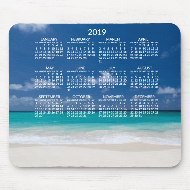 Tapis De Souris Calendrier annuel de plage 2019 Mousepads Ajouter  (Devant)