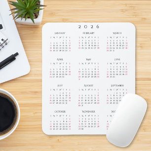 Tapis De Souris Calendrier annuel élégant pour le bureau à domicil