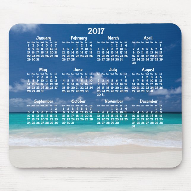 Tapis De Souris Calendrier annuel personnalisé 2017 Mouse Pad Beac (Devant)