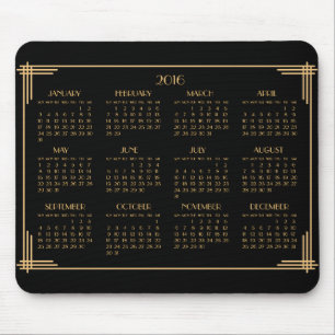 Tapis De Souris Calendrier Art déco Black Gold 2016 Pad souris